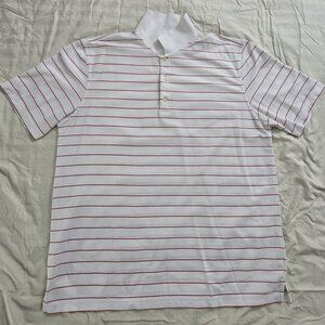 Greg Norman Golf Men's White/Red Striped Polo XXL
